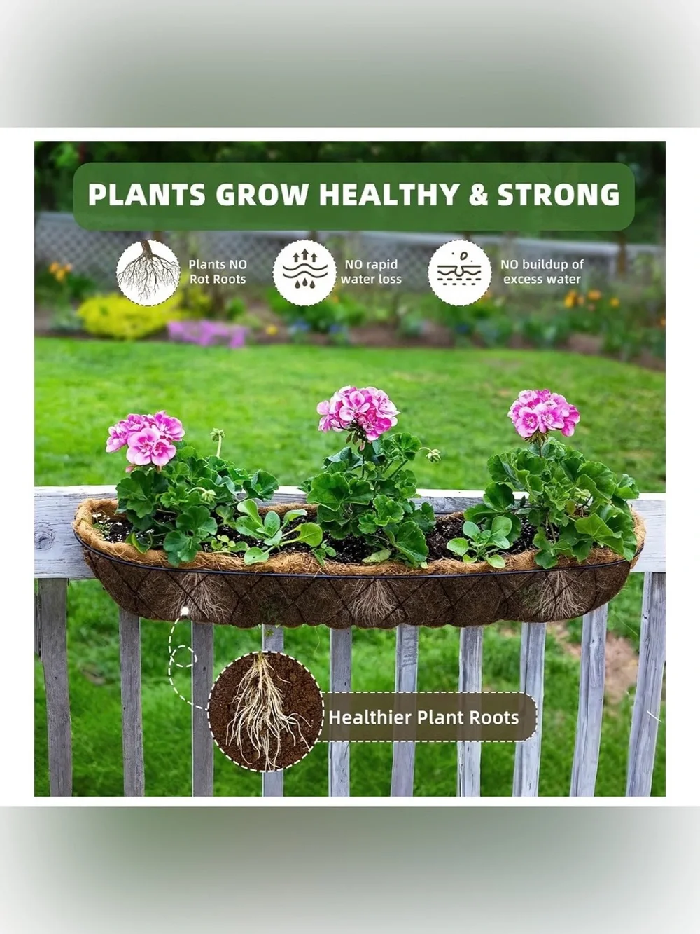 30” Natural Coco Coir Window Box Liner - Set of 3